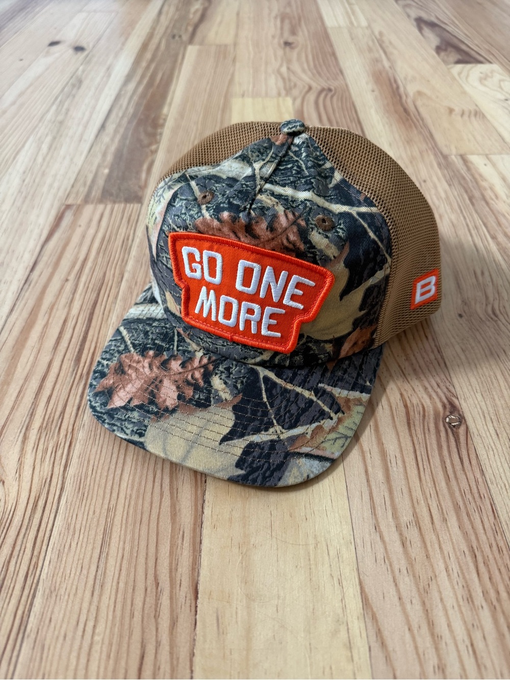 Go One More Camo Trucker Hat - Brown/Orange